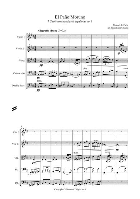Free Sheet Music El Pao Moruno Arr For String Orchestra