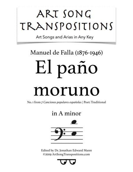 Free Sheet Music El Pao Moruno Transposed To A Minor Bass Clef