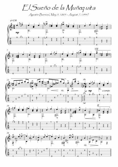 Free Sheet Music El Sueno De La Munequita Barrios Guitar Solo