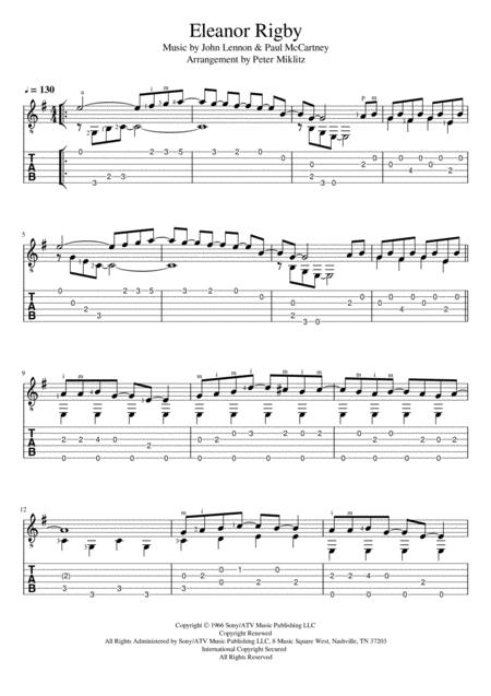 Eleanor Rigby Standard Notation And Tab Sheet Music