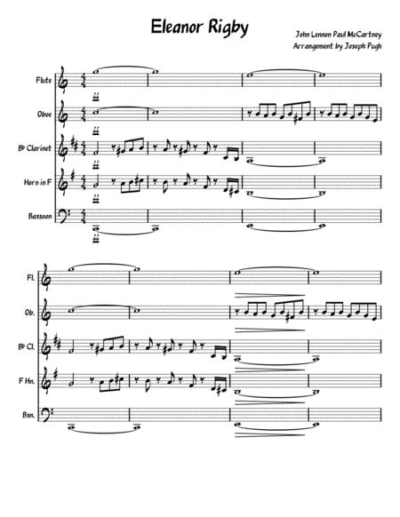 Free Sheet Music Eleanor Rigby Woodwind Quintet
