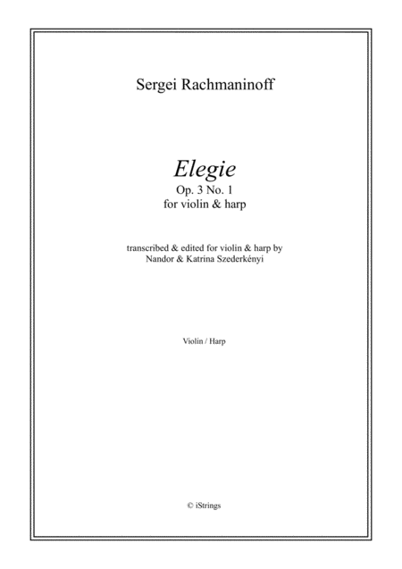 Elegie Op 3 No 1 For Violin Harp Sheet Music