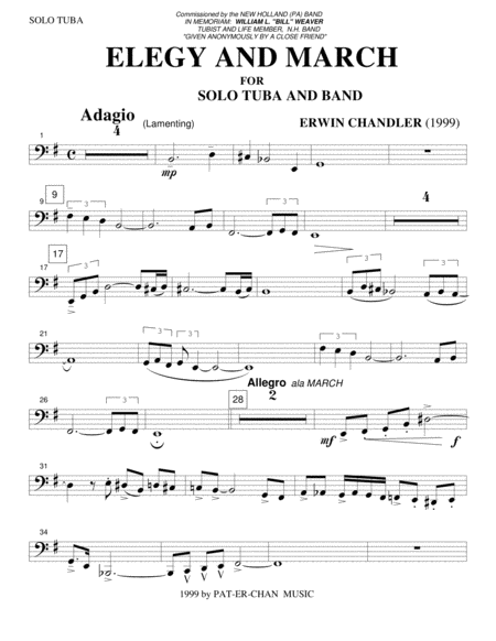 Free Sheet Music Elegy And March Tuba And Band