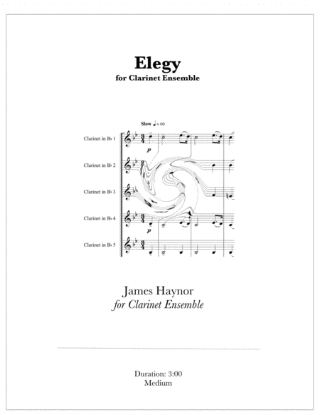 Elegy For Clarinet Ensemble Sheet Music