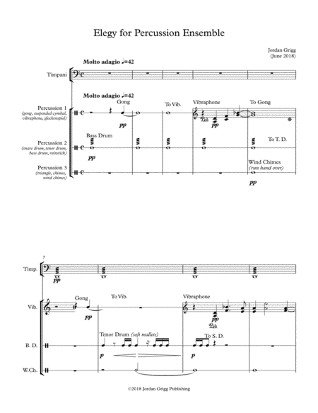 Free Sheet Music Elegy For Percussion Ensemble