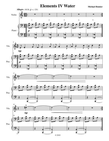 Free Sheet Music Elements Suite For Violin And Piano 4nd Mvnt Water