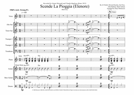 Free Sheet Music Elenore Scende La Pioggia Male Vocal With 9 Piece Band Key Of Dm