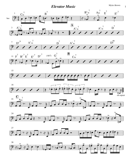 Elevator Music Bass Drum Chart Sheet Music