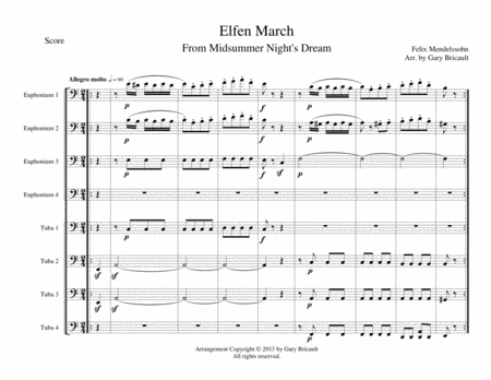 Free Sheet Music Elfen March From Midsummer Nights Dream
