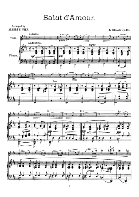Free Sheet Music Elgar Salut D Amour For Violin Piano Vn001