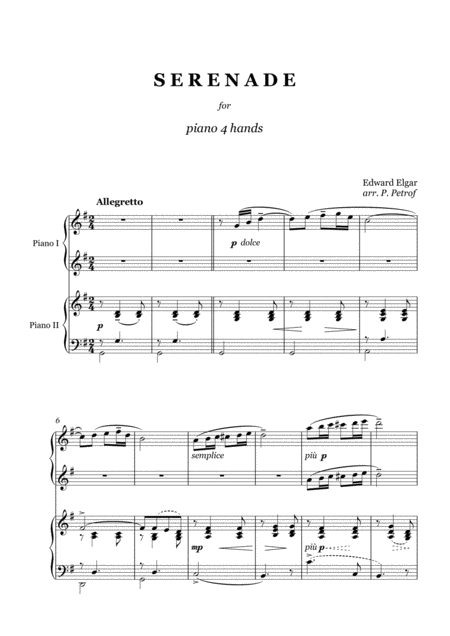Free Sheet Music Elgar Serenade 1 Piano 4 Hands Score And Parts