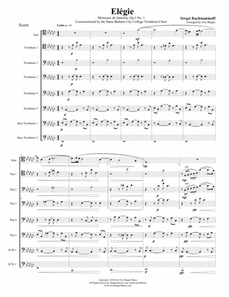 Elgie For Solo Trombone Or Euphonium In Octet Sheet Music