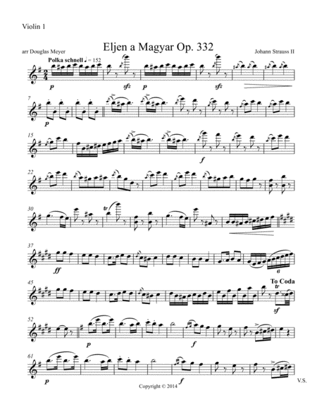 Free Sheet Music Eljen A Magyar Parts