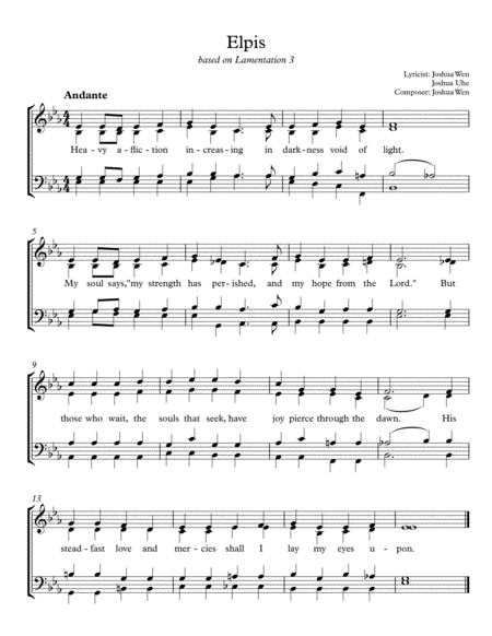 Free Sheet Music Elpis Hope For Satb