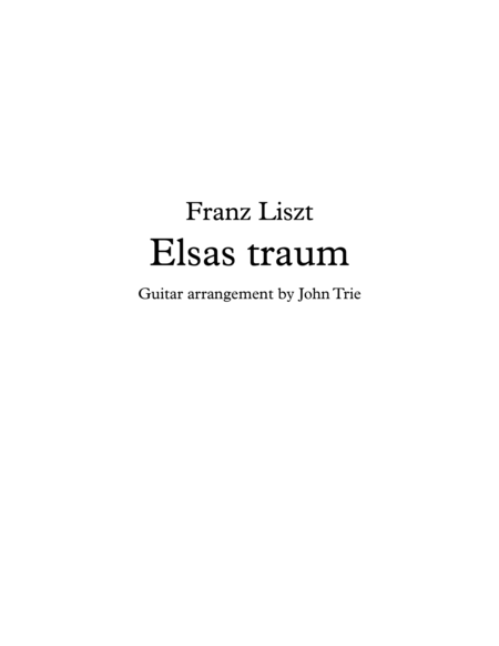 Free Sheet Music Elsas Traum