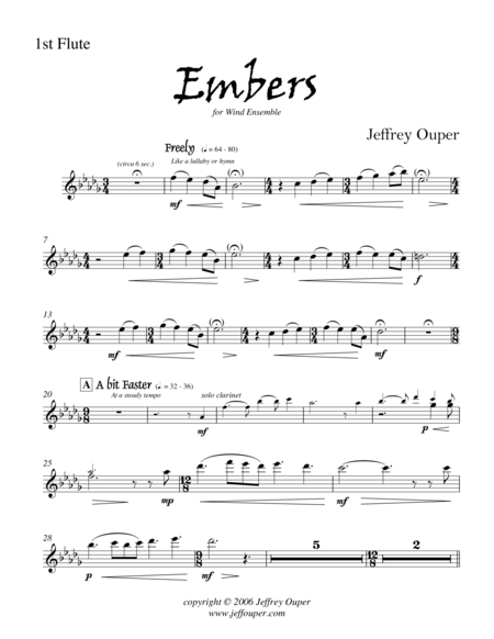 Free Sheet Music Embers For Wind Ensemble