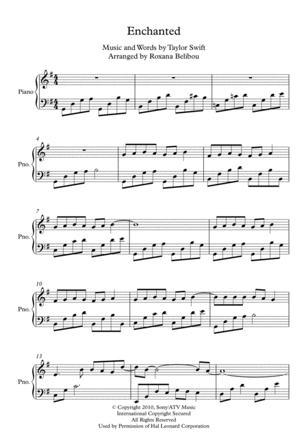 Enchanted Piano Sheet Music