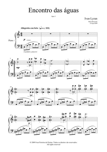 Free Sheet Music Encontro Das Guas Opus 5