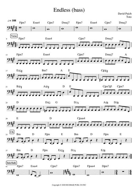 Free Sheet Music Endless By Toto Bass Part