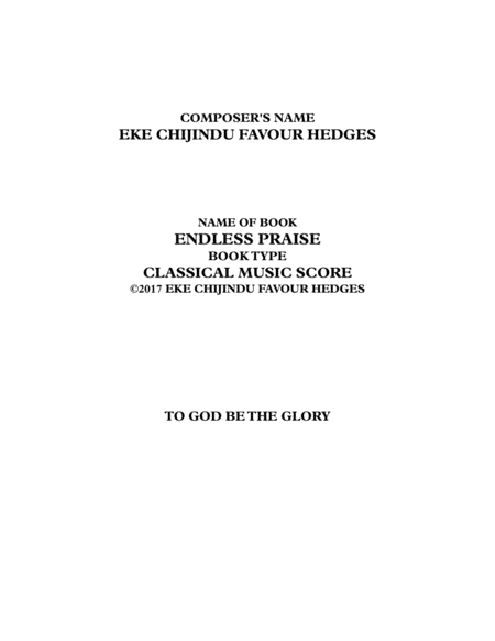 Endless Praise Full Music Book With Orchestral Score Sheet Music