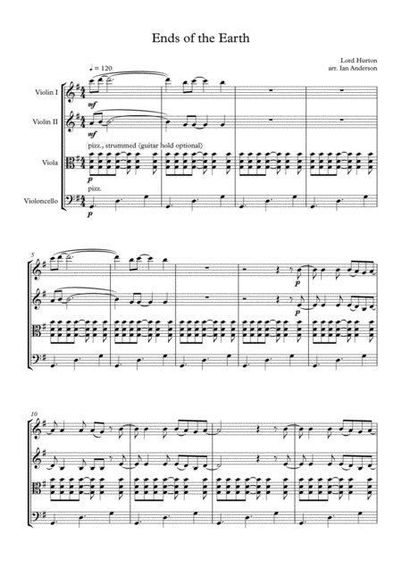 Free Sheet Music Ends Of The Earth String Quartet