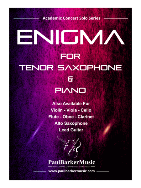 Enigma Tenor Saxophone Piano Score Parts Sheet Music