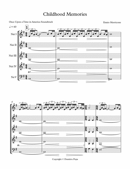 Free Sheet Music Ennio Morricone Childhood Memories From Once Upon A Time In America