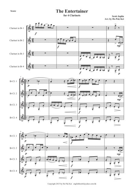 Entertainer For 4 Clarinets Sheet Music