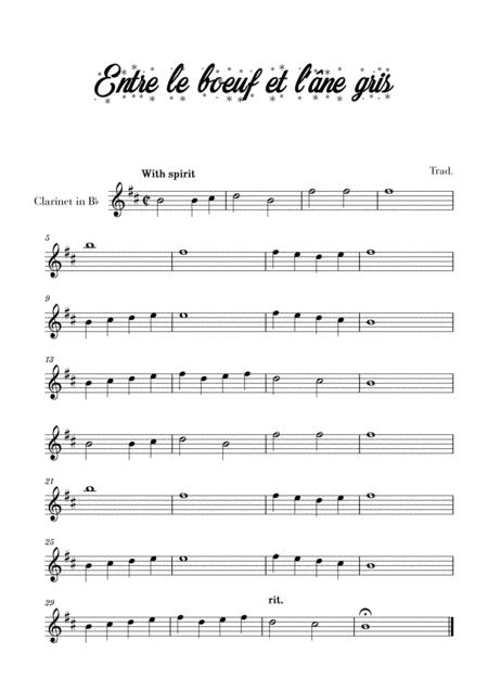 Free Sheet Music Entre Le B Uf Et L Ne Gris For Clarinet