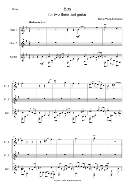 Free Sheet Music Eos For 2 Flutes And Guitar