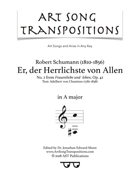 Free Sheet Music Er Der Herrlichste Von Allen Op 42 No 2 A Major