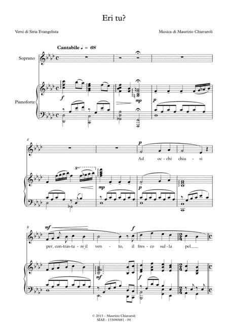 Free Sheet Music Eri Tu