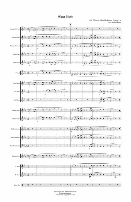 Eric Whitacre Water Night For Brass Band Sheet Music