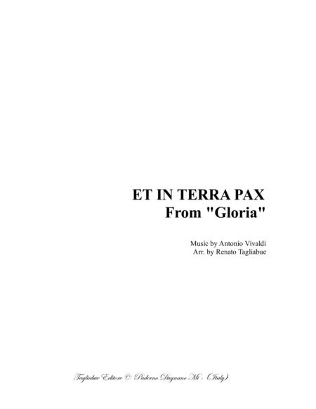 Free Sheet Music Et In Terra Pax From Gloria Arr For Satb Choir And Organ 3 Staff