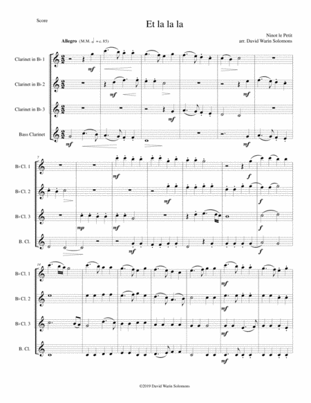 Et La La La For Clarinet Quartet Sheet Music