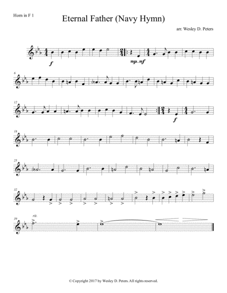 Free Sheet Music Eternal Father Strong To Save Horn Quartet