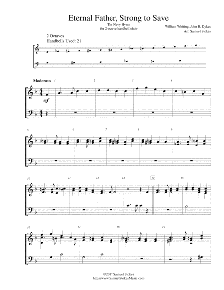 Eternal Father Strong To Save The Navy Hymn For 2 Octave Handbell Choir Sheet Music