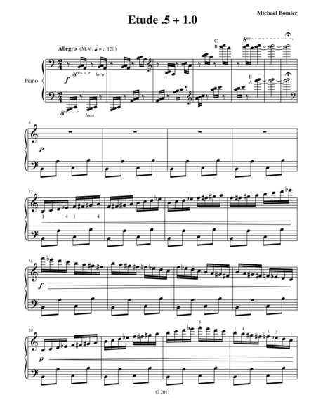 Etude 0 5 1 0 For Piano Solo From 25 Etudes Using Symmetry Mirroring And Intervals Sheet Music