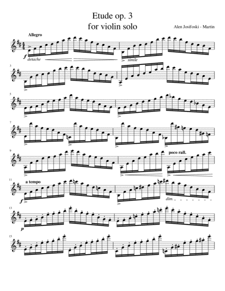 Etude In D Major For Violin Solo Sheet Music