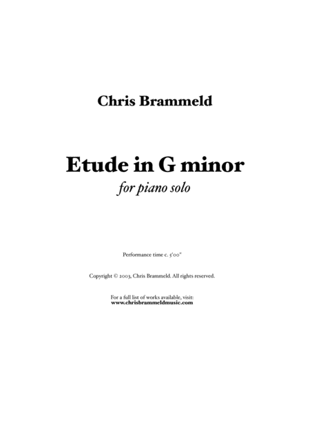 Etude In G Minor Sheet Music