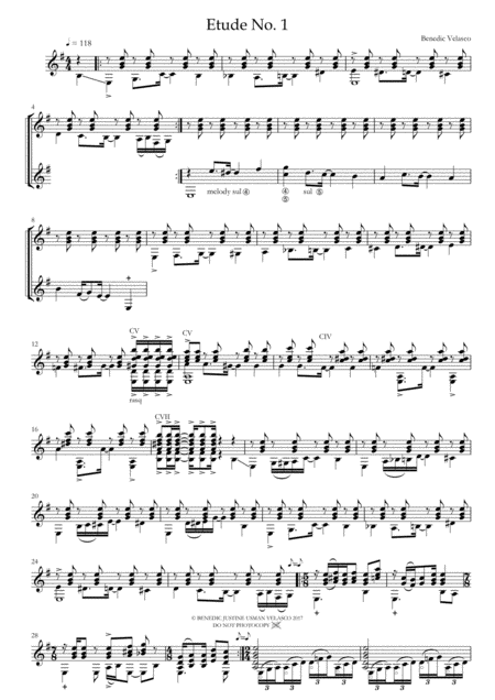 Etude No 1 For Guitar Sheet Music