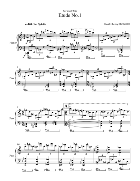 Etude No 1 For Solo Piano Sheet Music