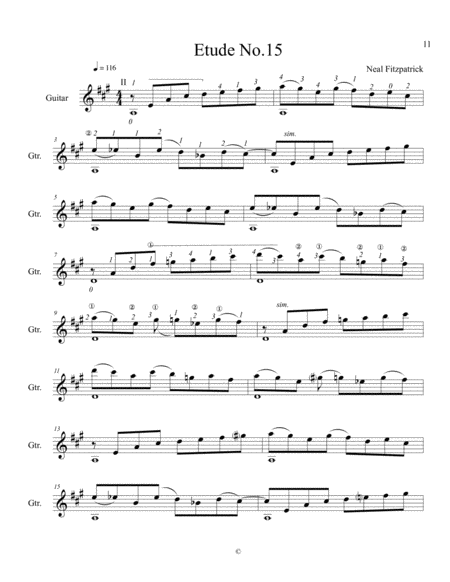 Etude No 15 For Guitar By Neal Fitzpatrick Standard Notation Sheet Music