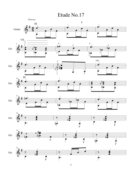 Etude No 17 For Guitar By Neal Fitzpatrick Standard Notation Sheet Music