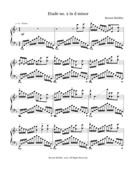 Free Sheet Music Etude No 2 In D Minor