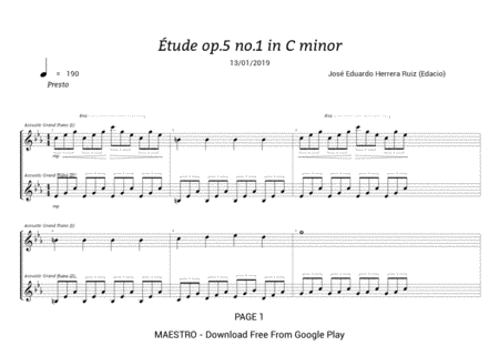 Etude Op 05 No 1 Storm Sheet Music