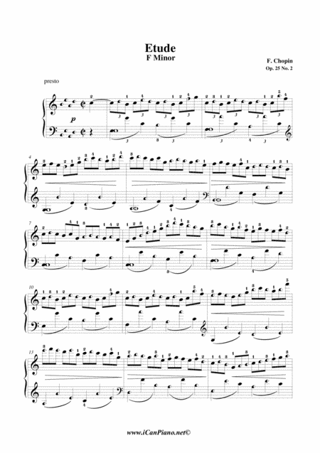 Etude Op25 No2 Chopin Icanpiano Style Sheet Music