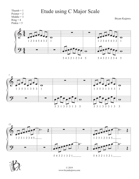 Etude Using C Major Scale Sheet Music