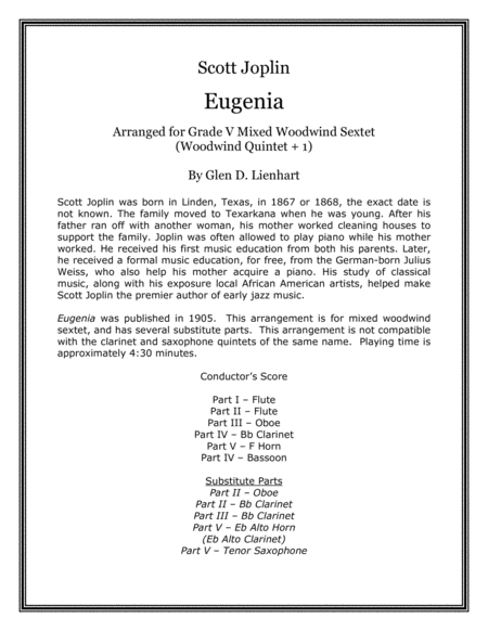 Eugenia Woodwind Sextet Sheet Music