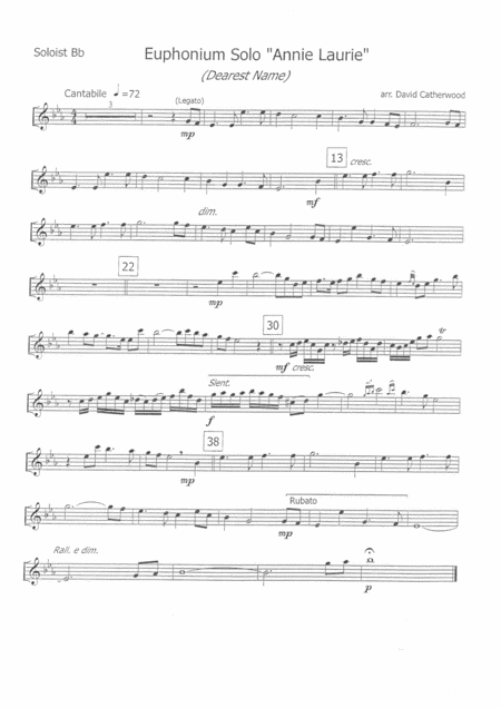 Free Sheet Music Euphonium Solo Annie Laurie Dearest Name With Full Brass Band Accompaniment Arranged By David Catherwood